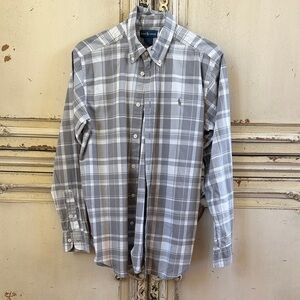 Polo by Ralph Lauren Gray and White Plaid Button-Down Shirt